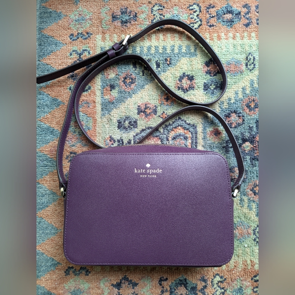 Kate Spade Ripe Plum Camera Bag with Gold Hardware